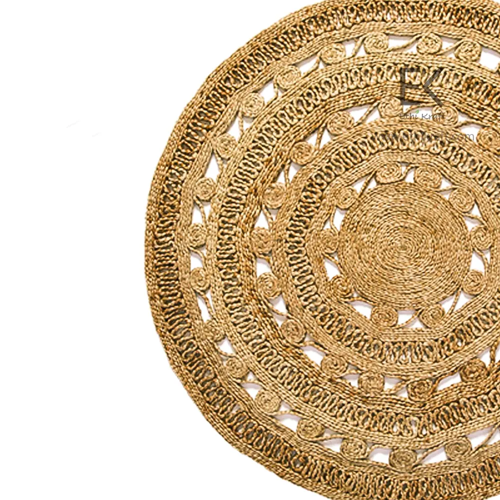 Alternative view of Ethi Kraft Handmade Jute Rug - Round - 100% Jute - 100% Hand Stitched - Eco Friendly Rugs for Bedroom - Kitchen - Living Room - Farmhouse