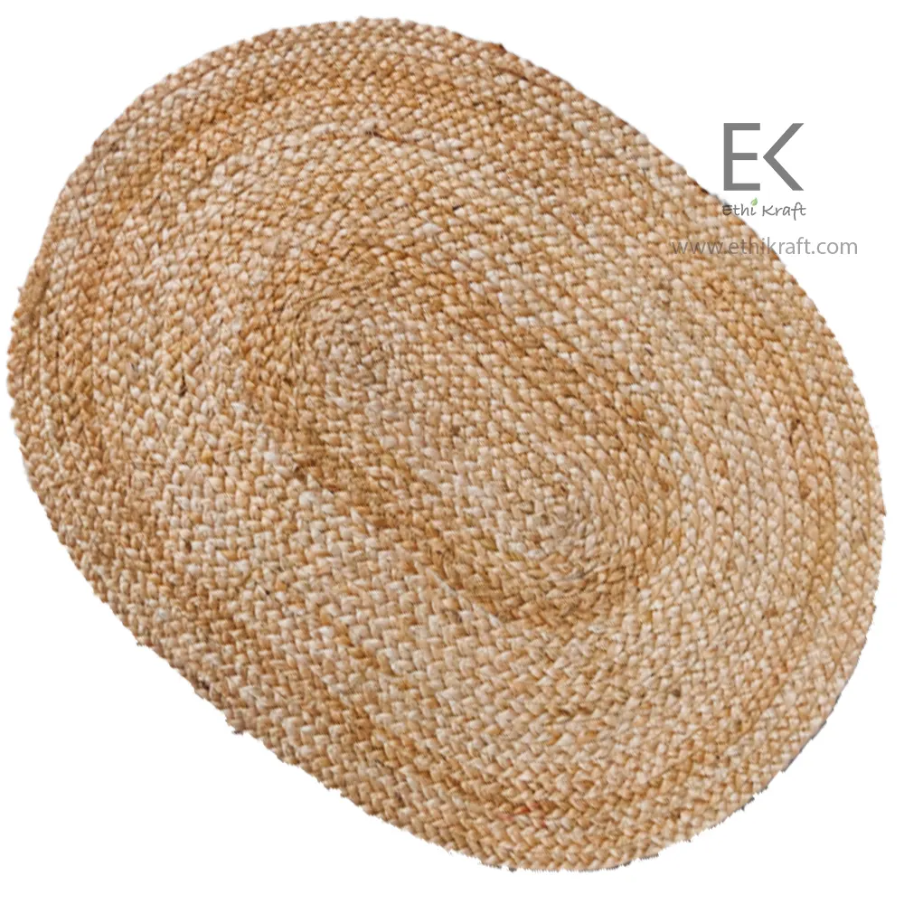 Alternative view of Ethi Kraft Handmade Jute Rug - PlaceMat - 100% jute -  Machine Stitched -Eco Friendly Rugs for Bedroom - Kitchen - Living Room - Farmhouse