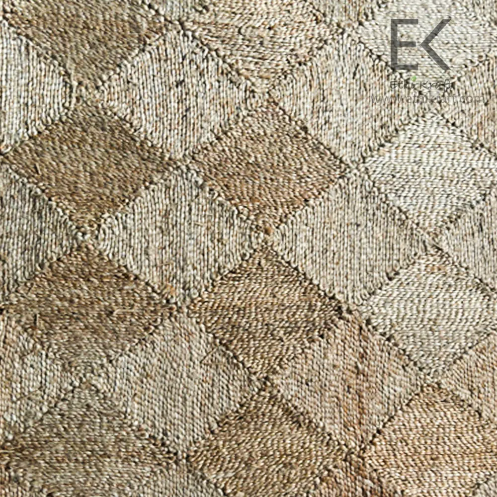 Alternative view of Ethi Kraft Handmade Jute Rug - Diamond Fill - 100% jute - 100% Hand Stitched - Eco Friendly Rugs for Bedroom - Kitchen - Living Room - Farmhouse
