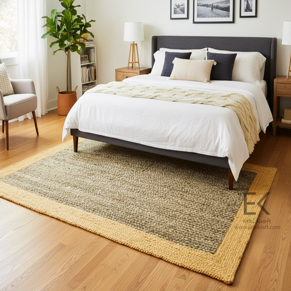 Ethi Kraft Handmade Jute Rug – 100% Natural Jute – Hand-Stitched & Braided – Rectangular Placemat